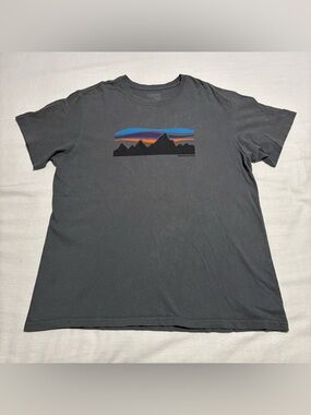 Men's Patagonia Fitz Roy Banner Cotton T-Shirt | Dark Gray | Sz XL | Regular Fit
